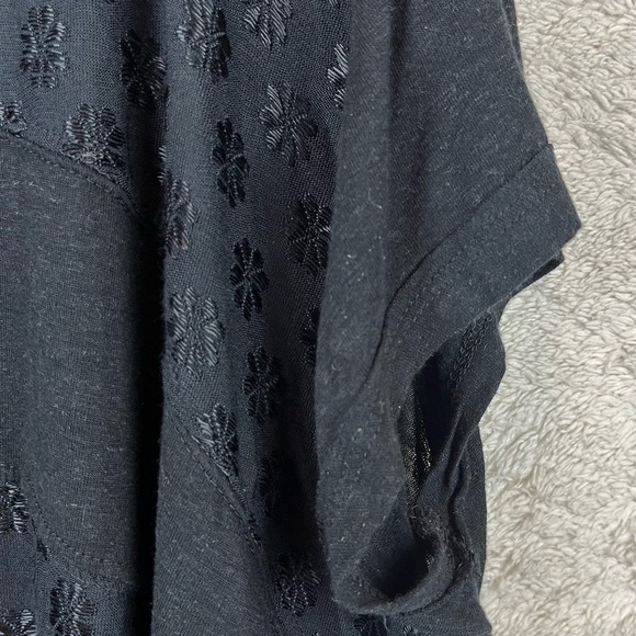 FREE PEOPLE Boho Flower Knit Tri-cot Black Oversized Flowy Tunic Top XS  (to XL) - Picture 11 of 13